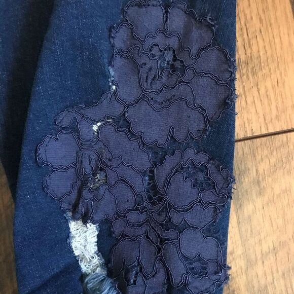 Lane Bryant Jeans Plus SZ 22 mid rise super Stretch Blue skinny appliqué ankle - Picture 5 of 7